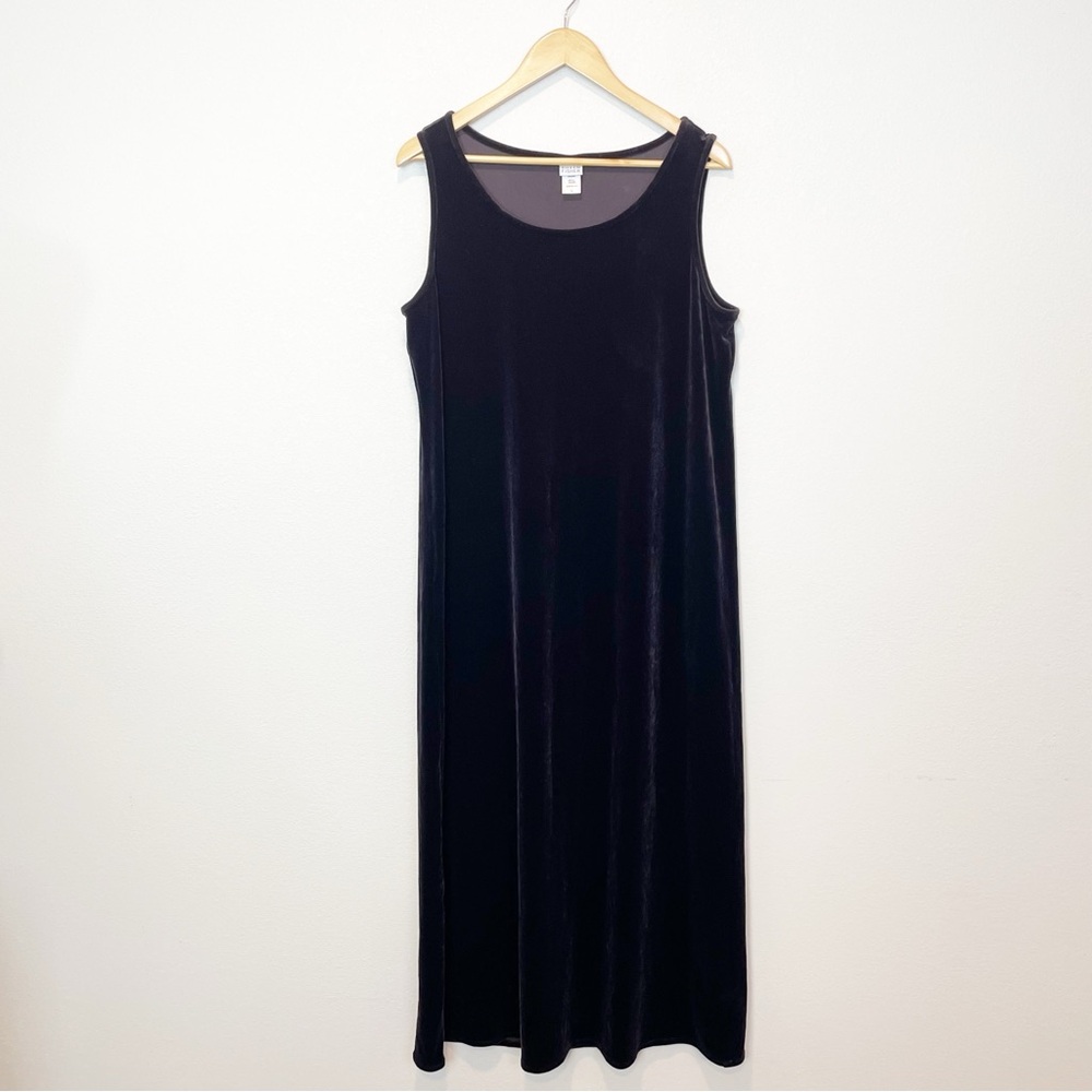 Vintage Eileen Fisher Velvet Sleeveless Midi Dress Dark Romantic Size Large